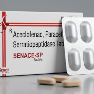 Aceclofenac (100mg), Paracetamol (325mg) & Serratiopeptidase (15 mg) Tablets - SENACE-SP (Box of 10 Strips) (10x10) - (Buy 5+ for 205)