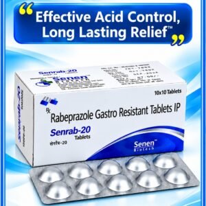 Rabeprazole Sodium (20mg) Gastro-Resistant Tablets IP - SENRAB-20 (Box of 10 Strips) (10X10) - (Buy 5+ for 165)