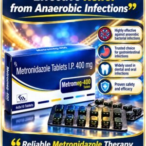 Metronidazole Tablets I.P (400mg) METROMEG (Box Of 4 Strips ) (4x5x10) (Buy 2+ For 300)