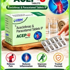 Aceclofenac (100mg) & Paracetamol IP (325mg) ACEP-U Tablets (Box of 20 Strips) (20x10) (Buy 3+ For 450)
