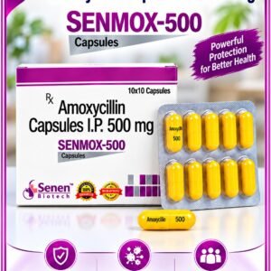 Amoxycilin (500mg) Capsules IP - SENMOX-500 (Box of 10 Strips) (10X10) - (Buy 5+ for 530)