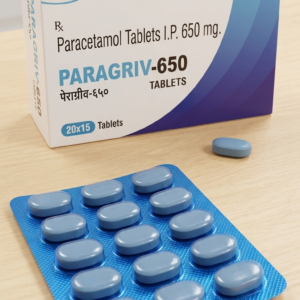 Paracetamol Tablets I.P.(650 mg) PARAGRIV-650 (Box of 20 Strips) (20x15) (Buy 3+ For 430)