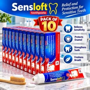 Tooth Paste -Sensloft 50gm Potassium Nitrate, Sodium Monofluorphosphate & Triclosan Toothpaste (Pack of 10)